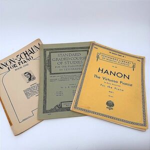 Piano Books Lot of 3 Virtuoso Pianist+Hanon-Schaum Book 1+Standard Graded Course